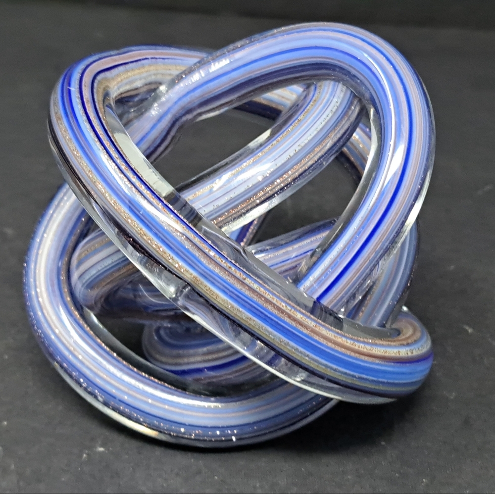 Lilac Blue And Sparkly Gold Small Endless Glass Knot